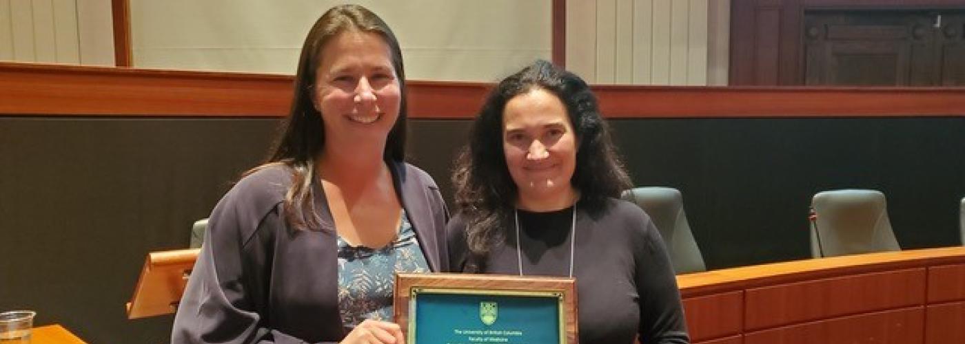 Pictured in photo are, from left to right: Dr. Sarah Saunders OBGYN, Whitehorse General Hospital & Dr. Hanna Ezzat, UBC OBGYN Residency Program Director.
